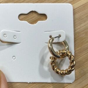 Gold Minimalist Hoop Earring with Twisted Design